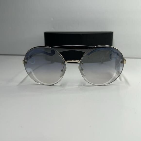 New Authentic Prada Gray and Gold Geometric Sunglasses main image 7